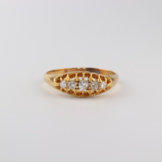 An 18ct yellow gold 5 stone diamond ring approx. 0.3ct, size Q, 3.3 grams 