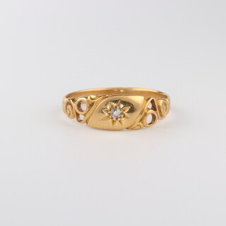 An 18ct yellow gold diamond ring approx. 0.02ct, size S, 3.4 grams 