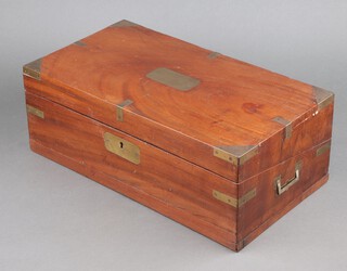 A 19th Century rectangular mahogany and brass banded writing slope with hinged lid and fitted interior 17cm x 46cm x 25cm 