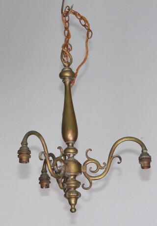 A Dutch style brass 3 light electrolier 41cm h x 35cm diam.  