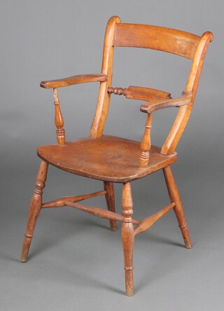 A 19th Century beech and elm bar back Windsor carver chair 87cm h x 53cm w x 42cm d (seat 26cm x 30cm) 