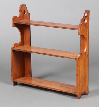 An Edwardian 3 tier hanging wall shelf 59cm h x 59cm w x 15cm d 