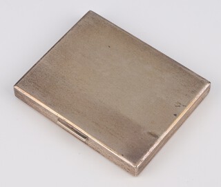 A silver engine turned cigarette case 8cm x 6.5cm, London 1945, 112 grams 