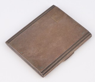 An Art Deco silver engine turned cigarette case with monogram 8.5cm x 6.5cm, Birmingham 1933, 104 grams 