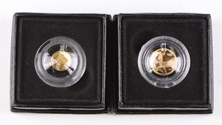 A 2009 St George & Dragon pure gold half crown 0.25 grams and a 2009 Springbok pure gold half crown 0.50 grams 