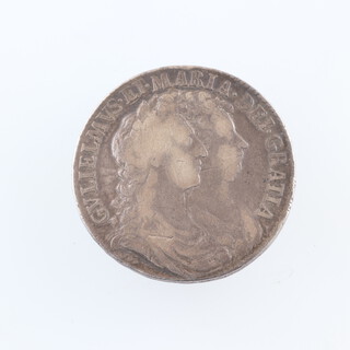A William and Mary half crown 1689m no frosting pearls, fine, S3434
