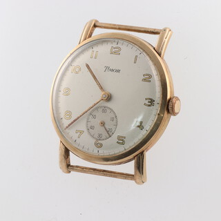A gentleman's 9ct yellow gold Timor wristwatch with seconds at 6 o'clock contained in a 32mm case