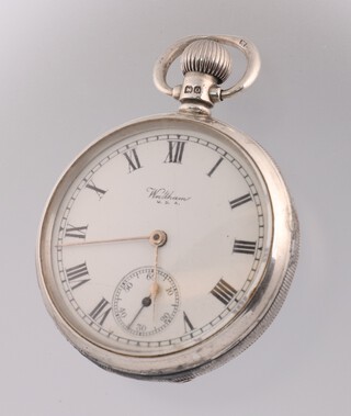 A silver cased pocket watch  with mechanical movement and seconds at 6 o'clock, cased numbered 709032, movement 27445078, 50mm, Birmingham 1941