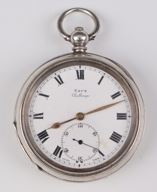 A gentleman's 925 standard silver cased key wind pocket watch with seconds at 6 o'clock, the dial inscribed Jays, the 55mm case numbered 1279082, movement 809826 