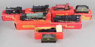 A Triang OO gauge locomotive R53 Princess Elizabeth boxed and with unboxed tender in green livery, ditto R50 Princess Elizabeth in black livery boxed (no tender), an R31 tender in green livery boxed, 4 Triang tank engines R52, R251, R153 and R253 all boxed
