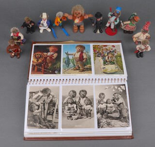 A collection of 11 Steiff Mecki Micki Macki Mucki hedgehog figures, together with a collection of 18 black and white and 35 coloured Mecki Micki Macki Mucki hedgehog postcards 