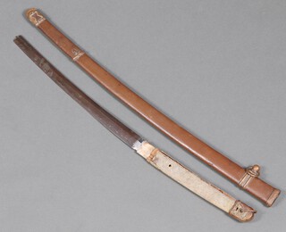 An early Second World War Imperial Japanese Navy Kai-Gunto officer's sword with 41cm blade (reduced in length) and copper scabbard
