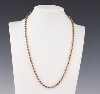 A 9ct yellow gold rope twist necklace, 46cm, 7.3 grams 