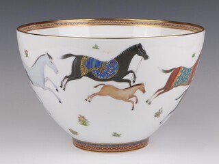 Hermes, a Cheval d'Orient porcelain punch bowl, decorated running horses 17cm x 26cm
