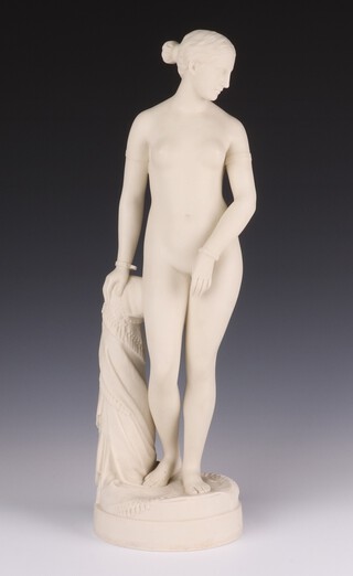 A Victorian Copeland Parian figure of a standing naked lady wearing shackles, impressed marks M888 50cm 