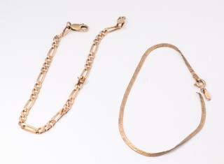 Two 9ct yellow gold bracelets 17cm and 18cm, 4.7 grams 