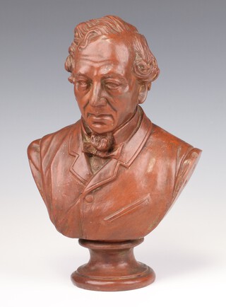 A Victorian earthenware bust of Benjamin Disraeli, The First Earl of Beaconsfield 25cm 