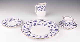 A Spode Colonel pattern part tea set comprising 6 tea cups, 6 saucers, 6 small plates, 2 large plates (1 cracked) and a milk jug