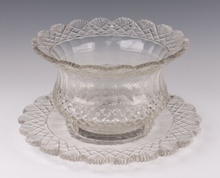 A cut glass baluster shaped bowl 23cm with stand 29cm 
