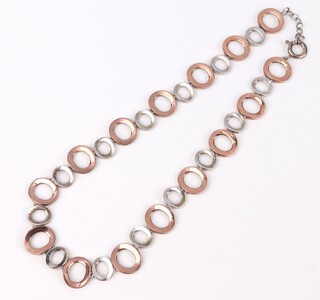 A contemporary silver and copper plated necklace, 40cm, 40 grams, with presentation box 