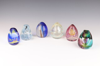 Six Caithness paperweights - Maelstrom 215/650, Zanzibar 260/350, Phoenix 564/1000, Omphales 325/350, Abseill 528 and Sky High 660/750 all 7cm 
