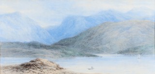 Charles Steeple, (British, 1823-1897), Highland Loch Landscape, watercolour, signed with monogram, 19cm x 39cm.