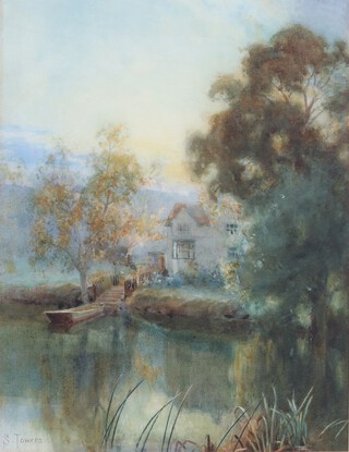 Samuel Towers (1962-1943), "Hampton Ferry near Evesham", watercolour, signed, titled verso, 41cm x 32cm