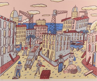 Antonio Segui (Argentinian, 1934-2022) "Beyrouth" (Beirut, Lebanon), limited edition screen print, signed, dated "95 and editioned 27/50 in pencil, 49cm by 61cm