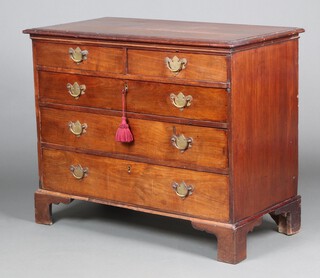 A Georgian mahogany chest of 2 short and 3 long graduated drawers with replacement brass plate drop handles, raised on bracket feet 88cm h x 110cm w x 54cm 