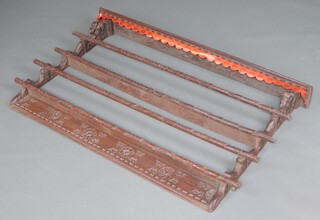 A Victorian carved oak plate rack fitted 2 shelves with lion mask ends 78cm h x 123cm w x 13cm d 