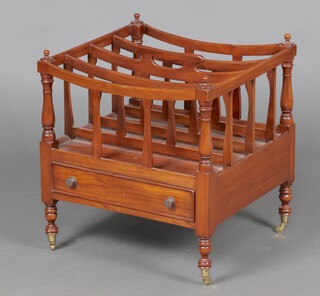 A Georgian style 4 section Canterbury fitted a drawer, raised on turned supports 53cm h x 48cm x 45cm 