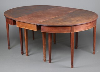 A 19th Century D end dining table, raised on 12 square supports 73cm h x 126cm w x 175cm l