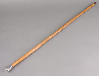 A Victorian silver mounted walking cane, London 1860 