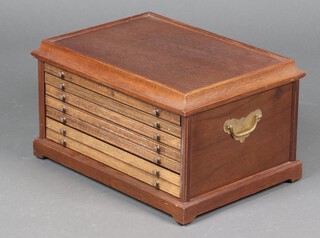 A rectangular mahogany table top coin collectors chest of 7 drawers, raised on bracket feet 30cm h x 52cm w x 38cm d 
