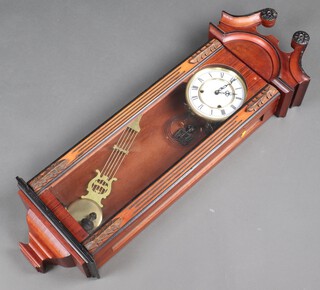 A Victorian style striking regulator with 16cm dial contained in an oak case 101cm 