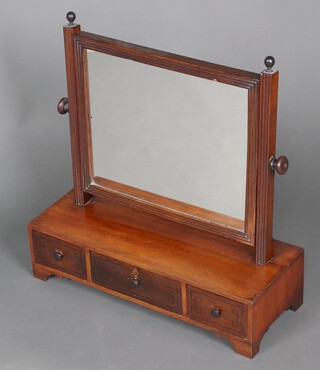 A 19th Century rectangular plate dressing table mirror, the base fitted 3 drawers on bracket feet 64cm h x 60cm w x 23cm d 