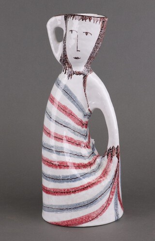 A mid-century Continental ceramic jug in the form of a standing lady 32cm (crack to lip)