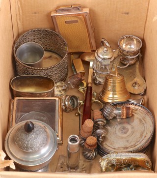 A silver plated pierced bottle stand and other items of silver plated ware 