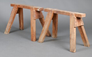 Two pine saw horses/trestle supports 52cm h 