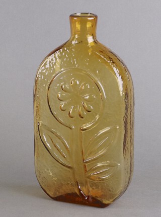 A mid-century Studio Glass moulded vase decorated with a flower 27cm 