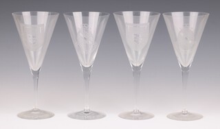 Two pairs of commemorative engraved wine glasses - The Princess of Wales 29th July 1981 and The Prince of Wales 29th July 1981 