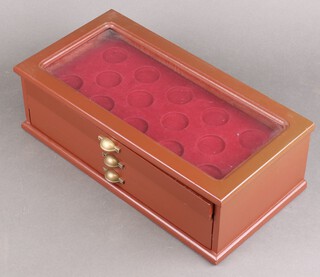 A mahogany finished 3 drawer coin collector's cabinet 38cm