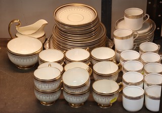 A Grosvenor China part tea service comprising 11 tea cups (3 a/f), milk jug, sugar bowl, 12 saucers, 12 small plates (1 chipped), 1 sandwich plate together with a Crescent China tea set of 12 tea cups and 12 saucers 