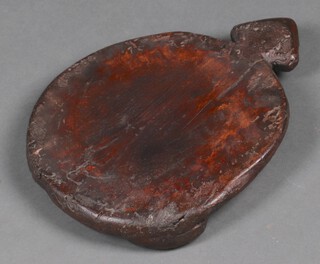 A turned wooden chapati board on 3 feet 5cm h x 38cm diam. 