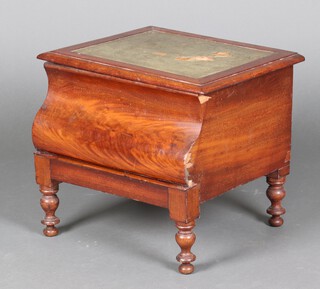 A Victorian mahogany stepped commode (damage to top) converted to a sewing box 42cm h x 46cm w x 38cm d 