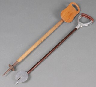A vintage wooden shooting stick and 1 other 