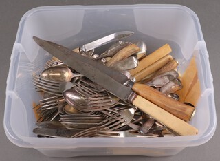 A quantity of fiddle pattern silver plated flatware