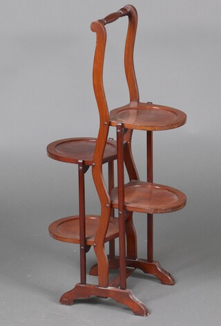 A 1930's mahogany 4 tier folding cake stand 94cm h 