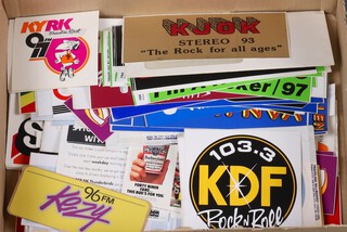 A collection of radio station car sticks including Knob FM 98, KBF 103.3, FM100 The Rebel, FM100 Nashville and others 