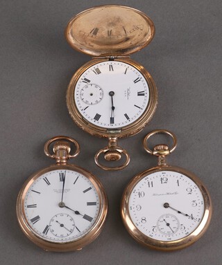 A gilt cased hunter pocket watch and gilt mechanical pocket watches